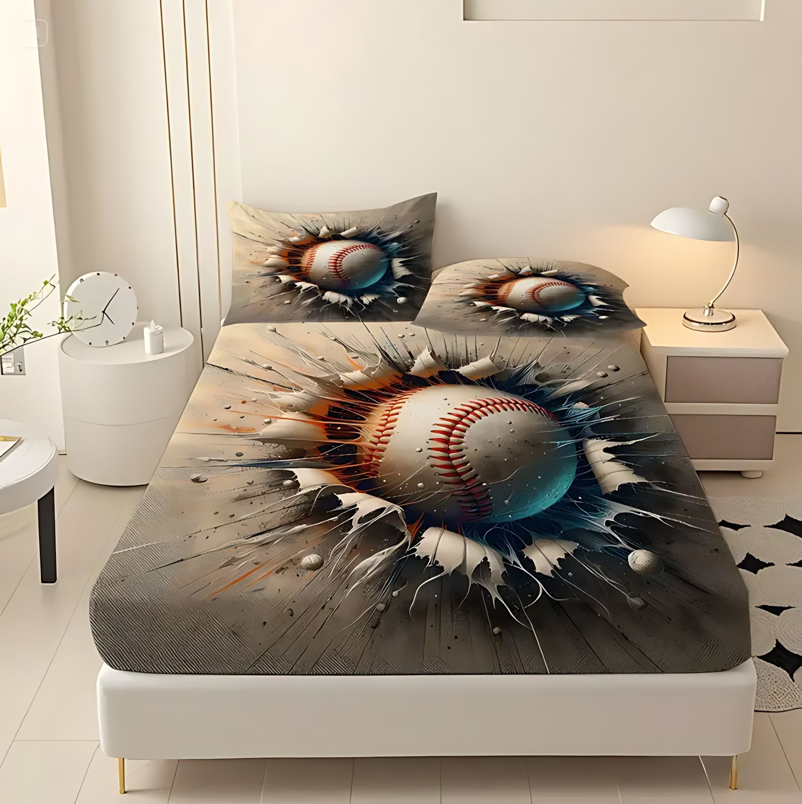 TEMU / JIT textiles caseros transfronterizos de moda tema de béisbol de alta definición impresión digital cama de cama de cama