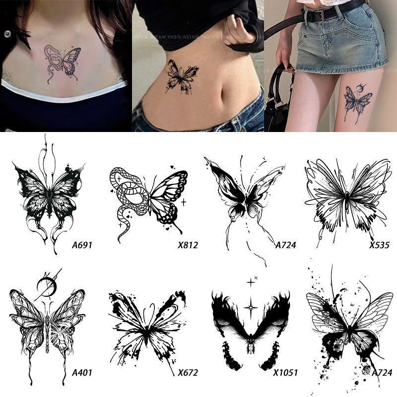 Butterfly Herbal Juice Tattoo Sticker Waterproof for Women, Bold Scar-Covering Realistic Geisha Trendy Cool Flower Arm Back of Hand Fake Tattoo Butterfly Herbal Juice Tattoo Sticker Waterproof for Women, Bold Scar-Covering Realistic Geisha Trendy Cool Flower Arm Back of Hand Fake Tattoo