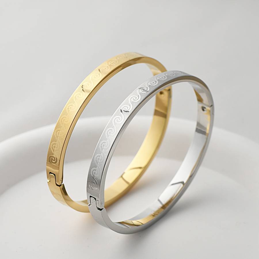 1 Piece Quantity Retro Solid Color 304 Stainless Steel Bangle In Bulk