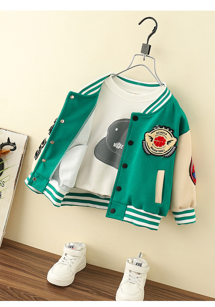 Boys' A-line Labeled Baseball Jersey 2024 Spring and Autumn New Korean Edition Children's Fashion Brand Coat Baby_voghion.com