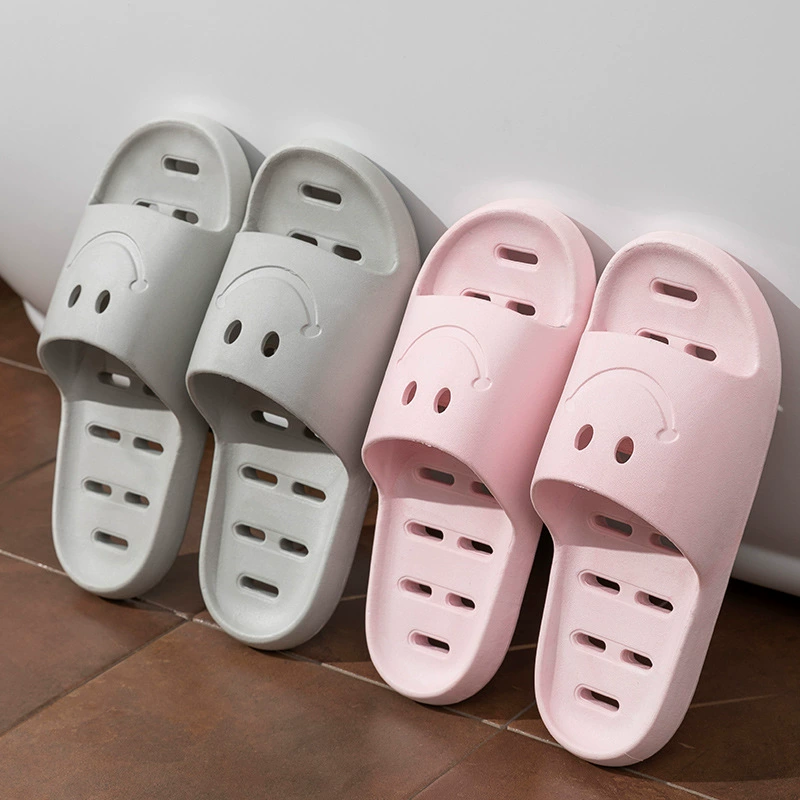 Домашние тапочки для ванной комнаты с улыбающимся лицом, протекающие тапочки для женщин, летние парные быстросохнущие нескользящие тапочки для ванной комнаты для мужчин