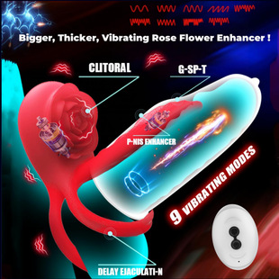 Remote control rose lock ring double motor couple resonator thickened penis impact clitoris lovers jump egg