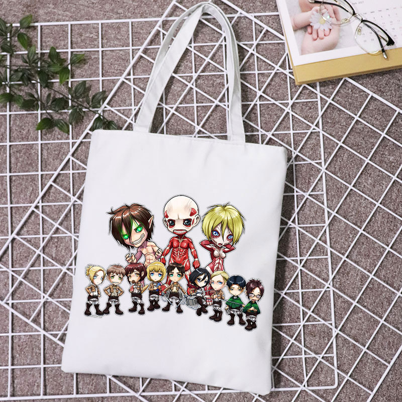 Ataque gigante en Titan perímetro bolsa de compras de lona de moda minimalista bolsas de hombro para estudiantes para hombres y mujeres