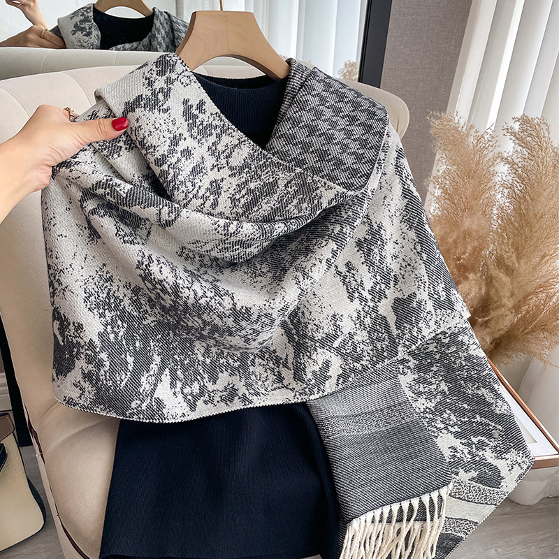 2023 Autunno e Inverno Nuova Imitazione Sciarpa di Cashmere Moda Donna Versatile Scialle Caldo a doppia faccia Mille Uccelli_voghion.com