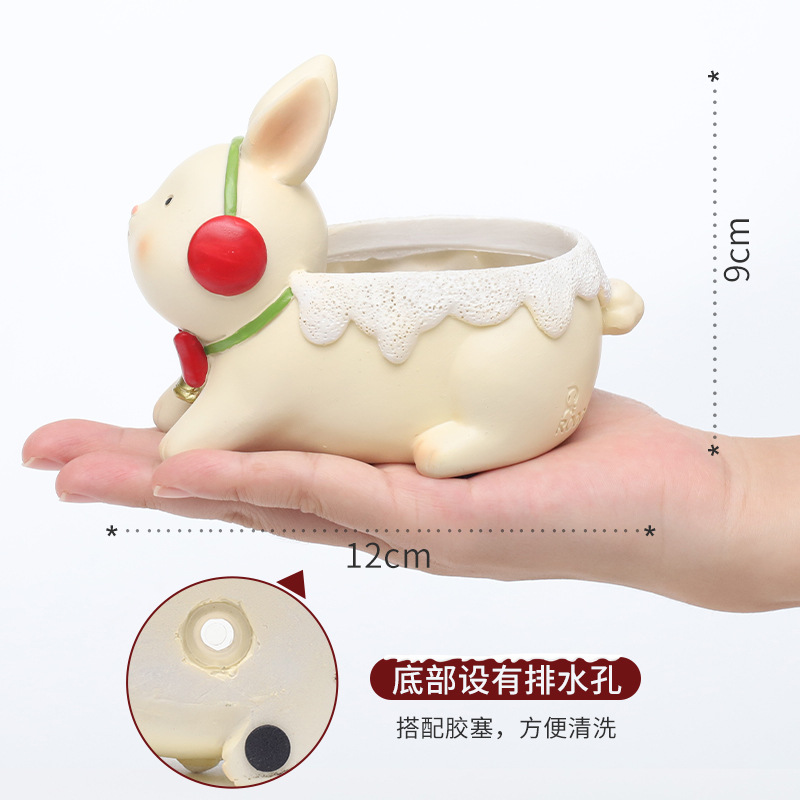 Chậu Cây Resin Chậu cây mọng nước Giáng Sinh hình thú cưng, chậu mini hoạt hình, quà tặng và trang trí sân vườn (RG-248)