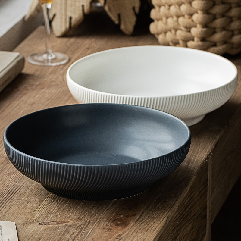 Fulan serie placa profunda estilo nórdico ins estilo exquisito color sólido plato de sopa de cerámica plato de ensalada plato doméstico ligeramente defecto