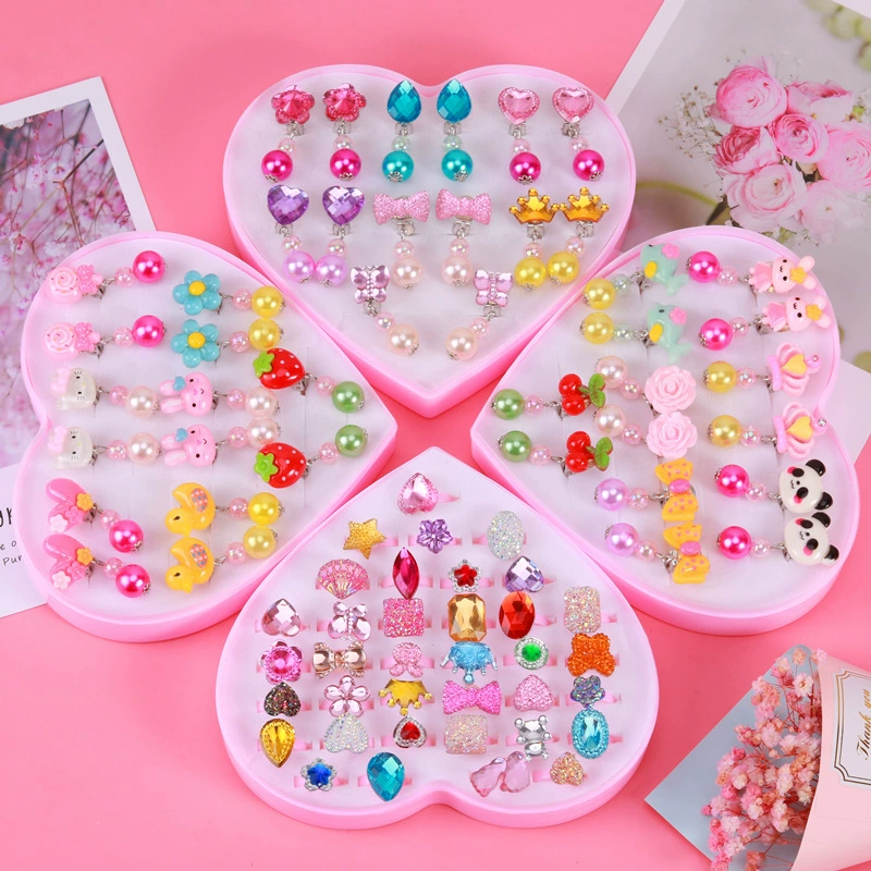 Children's ear clips, set for princess, cartoon accessory, no pierced ears, Birthday gift