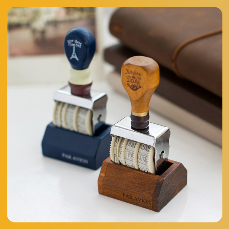 [Date Seal] Roller Seal Cross-border Retro Imitation Postmark Effect Adjustable Date Hand Account Seal
