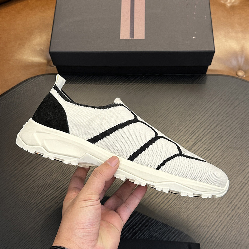 Thick-Soled Non-Slip Wear-Resistant Slip-On Loafers, Fly-Knit Breathable Mesh Shoes, British Fashion Single Shoes, Color-Blocked Casual Shoes for Men