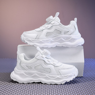 2025 Autumn New Children's Sports Shoes Breathable Mesh Rotating Buckle Lightweight Casual Sports Shoes for Middle and Large Children and Students