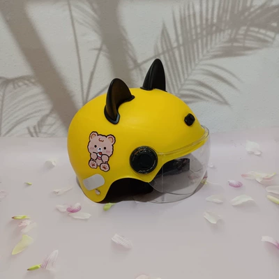 Summer Adjustable Safety Helmet — Motosiklet kaskı (dəbilqə) - big-yellow-no-1-short-lens-black-cat-ears-1-5-years-old-3c