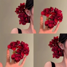 千恋万花~氛围感红色花朵发簪发钗汉服配饰发饰头饰订婚新娘头花