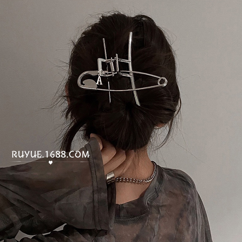 85 Degree Grey Large Pin Metal Hairpin Back Head Clip Internet Popular New Shark Clip Headwear Hair Accessories Women's Summer