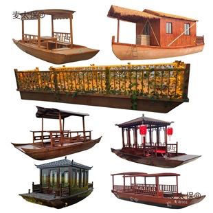 Floating Boat, Single Floating Boat, Stage, Floating Boat, Dining Boat, Room Boat, Performance Boat, Decorative Boat, Antique Wooden Boat, High and Low Metabo