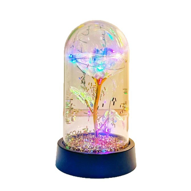 Nuevo ramo de rosas luminosas lámpara de noche dorada decoración de flores inmortales decoración pareja regalo de cumpleaños transfronterizo image 5