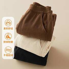 儿童裤子春秋薄款2025男女童秋季加绒灯芯绒束脚长裤中大童运动裤