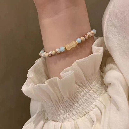 New Chinese style Fu brand beaded bracelet for women braided rope national style retro couple bracelet best friend Shoushan stone bracelet