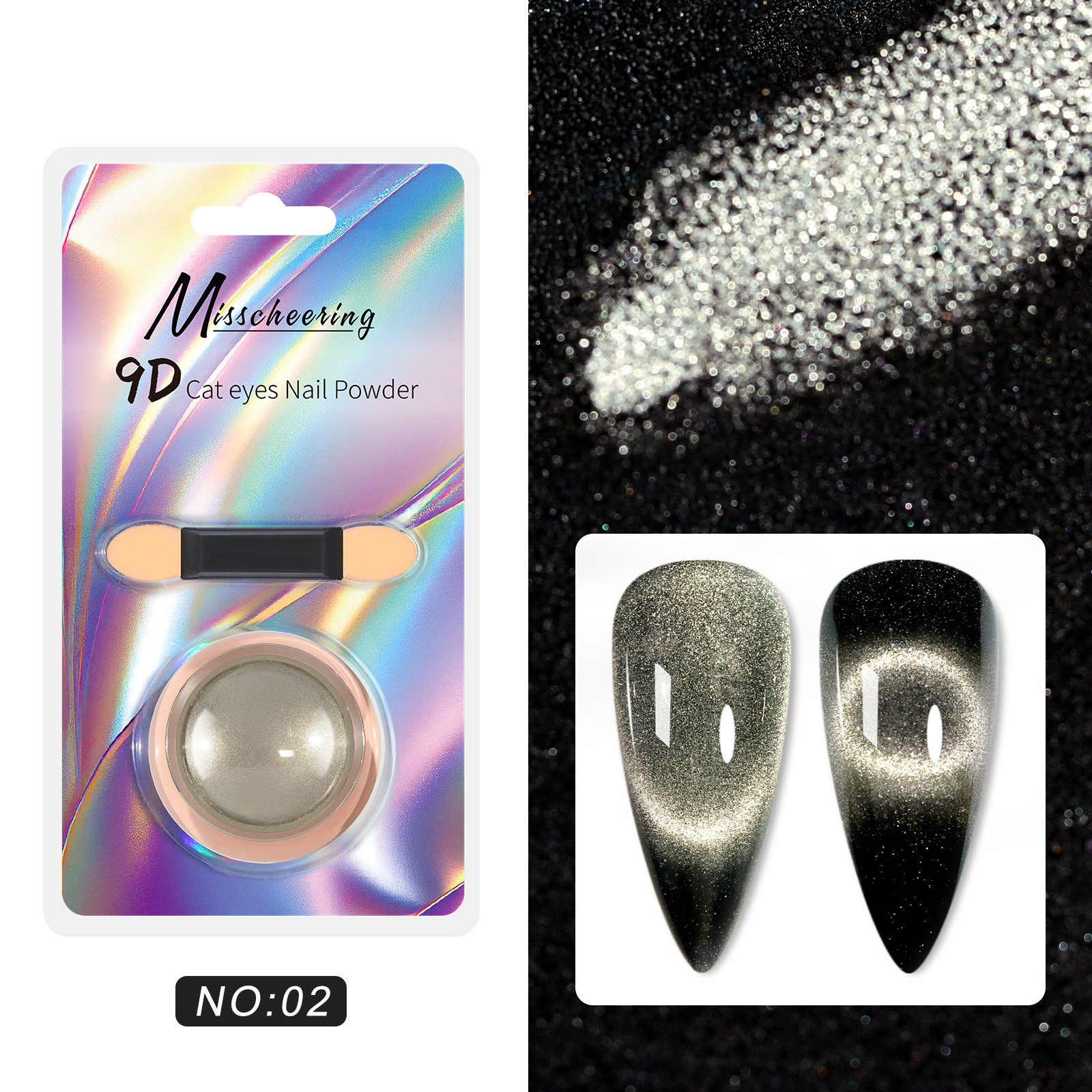 Explosión transfronteriza de alta calidad 9D fuerte imán de ojo de gato polvo magnético meteorito polvo de ojo de gato polvo magnético espejo materia prima polvo de ojo de gato ancho