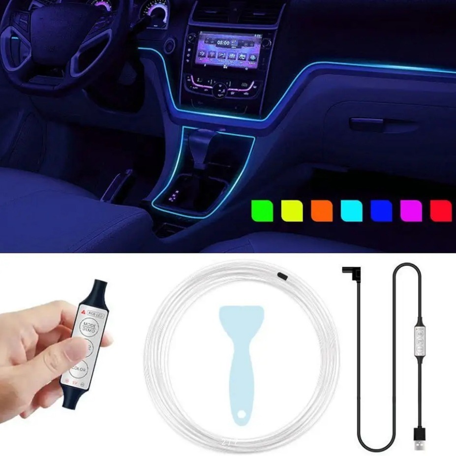 Lámpara de atmósfera del automóvil barra de luz LED luz fría USB luz de atmósfera sin cable inalámbrica correa de luz para automóviles