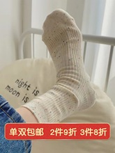 白色点子纱袜子女中筒ins潮纯棉夏季薄款日系夏天学生堆堆长筒袜