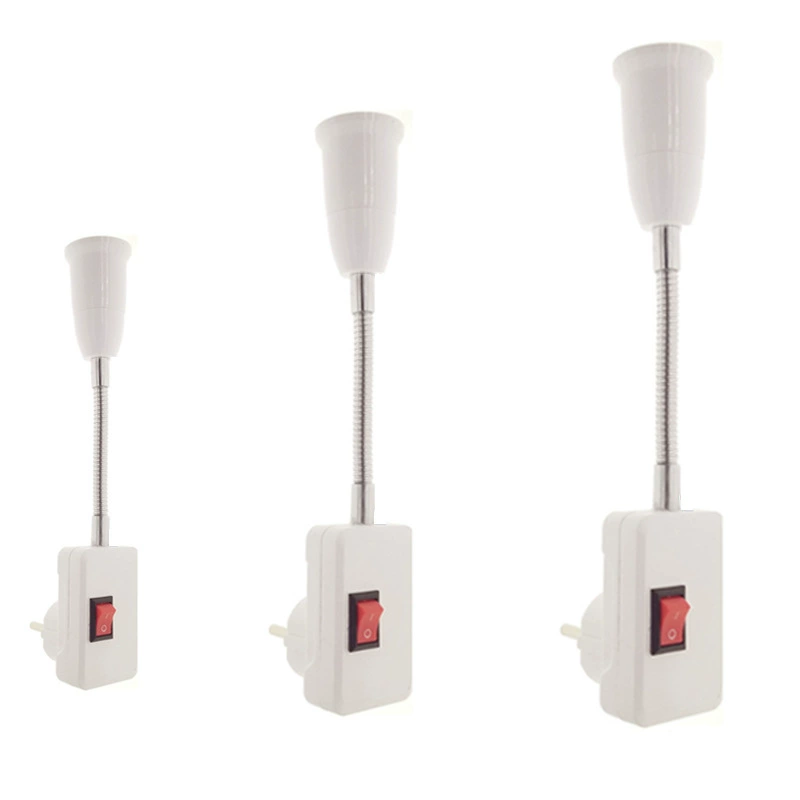 Гибкий патрон E27 с поворотом на 360 градусов и независимым выключателем, конвертер для лампы E27, светодиодный ночник, гибкое осветительное устройство