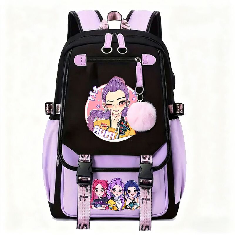 Kpop Demon Slayer School Backpack Hot Movie Girls Student Backpack Anime Cartoon School Bag