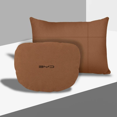 Headrest Tang ev Dolphin Yuan plus - high-end-punching-model-cognac-color-headrest-lumbar-support-2-pack