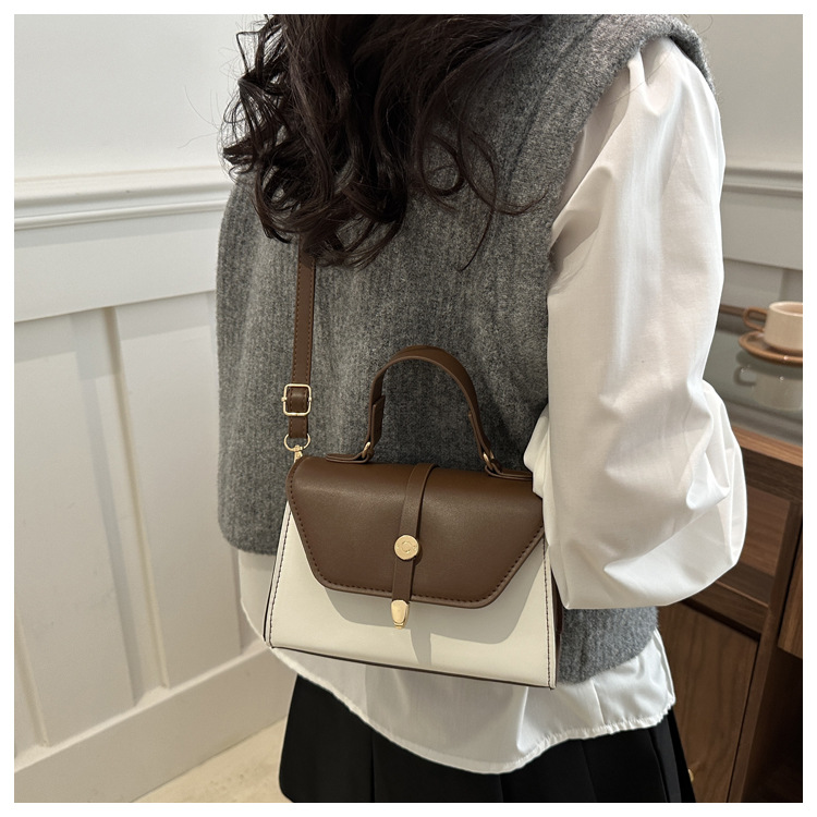 Women's Small Pu Leather Color Block Classic Style Square Magnetic Buckle Crossbody bag BAX display picture 19
