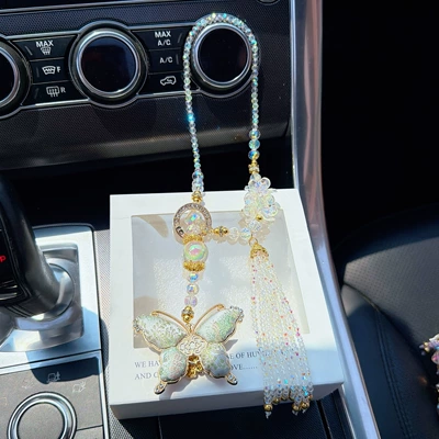 Song Brocade Butterfly Car Pendant Car hanging - glacier-blue