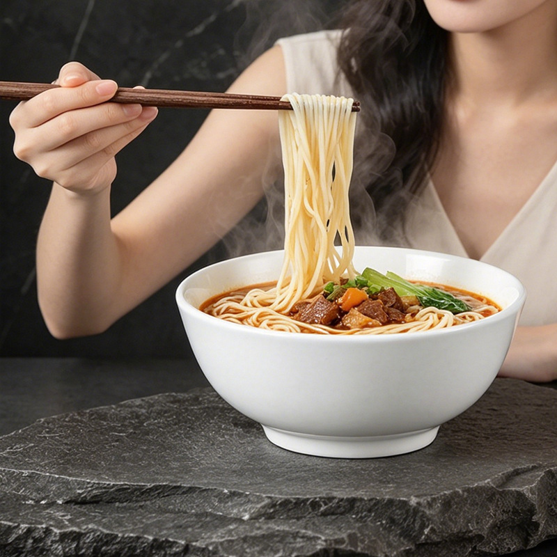 Pure White Rice Bowl for Home Use, Hotel Ceramic Bowl, Chinese-Style Bowl, Large Ceramic Soup Bowl, Tableware, Noodle Bowl, Ceramic Bowl Wholesale