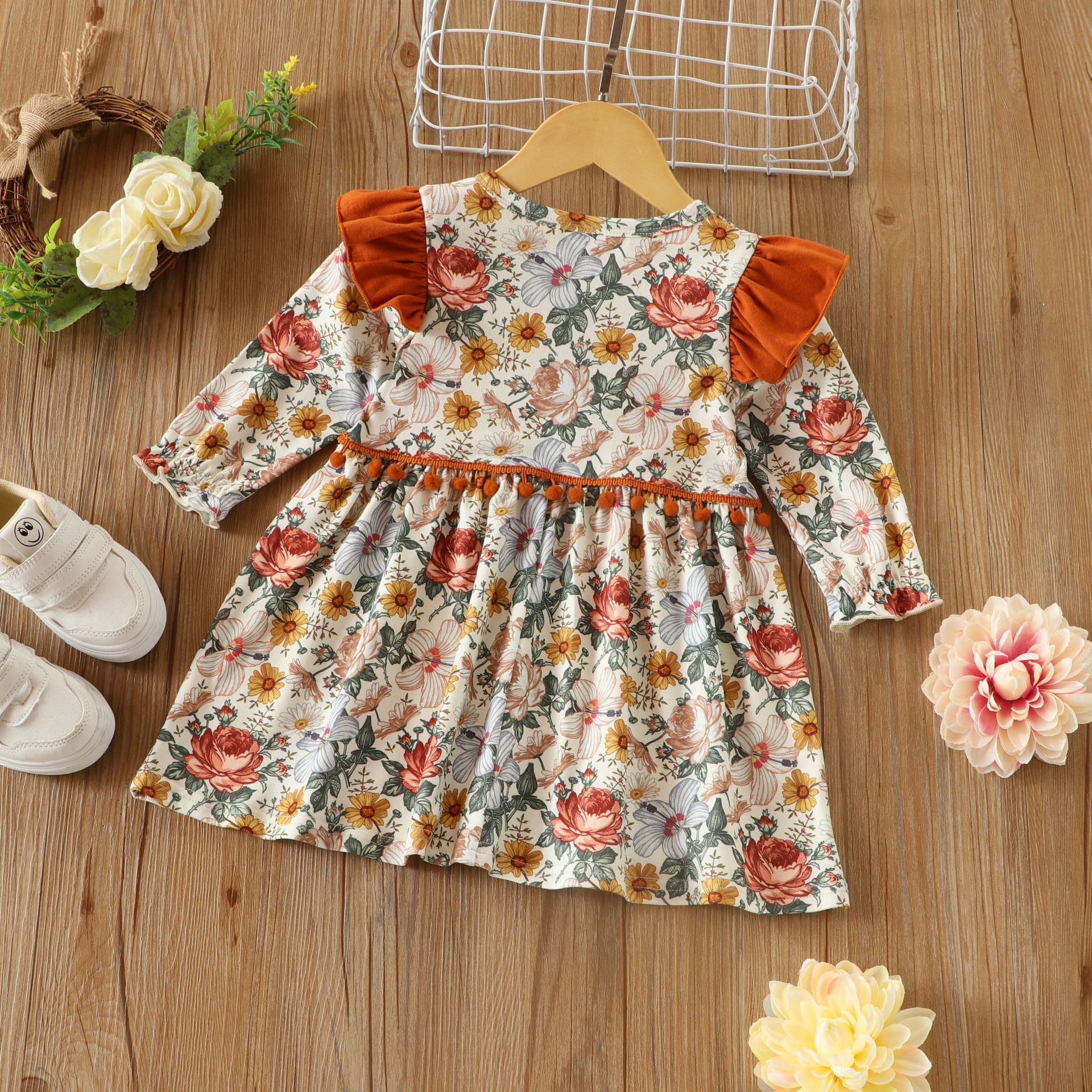 Pastoral Flower Cotton Girls Dresses display picture 4