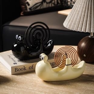 New High-Looking Creative Cute Cartoon Ceramic Hanging Mosquito Coil Holder Household Fire-Proof and Anti-Scalding Snail Decorative Ornaments