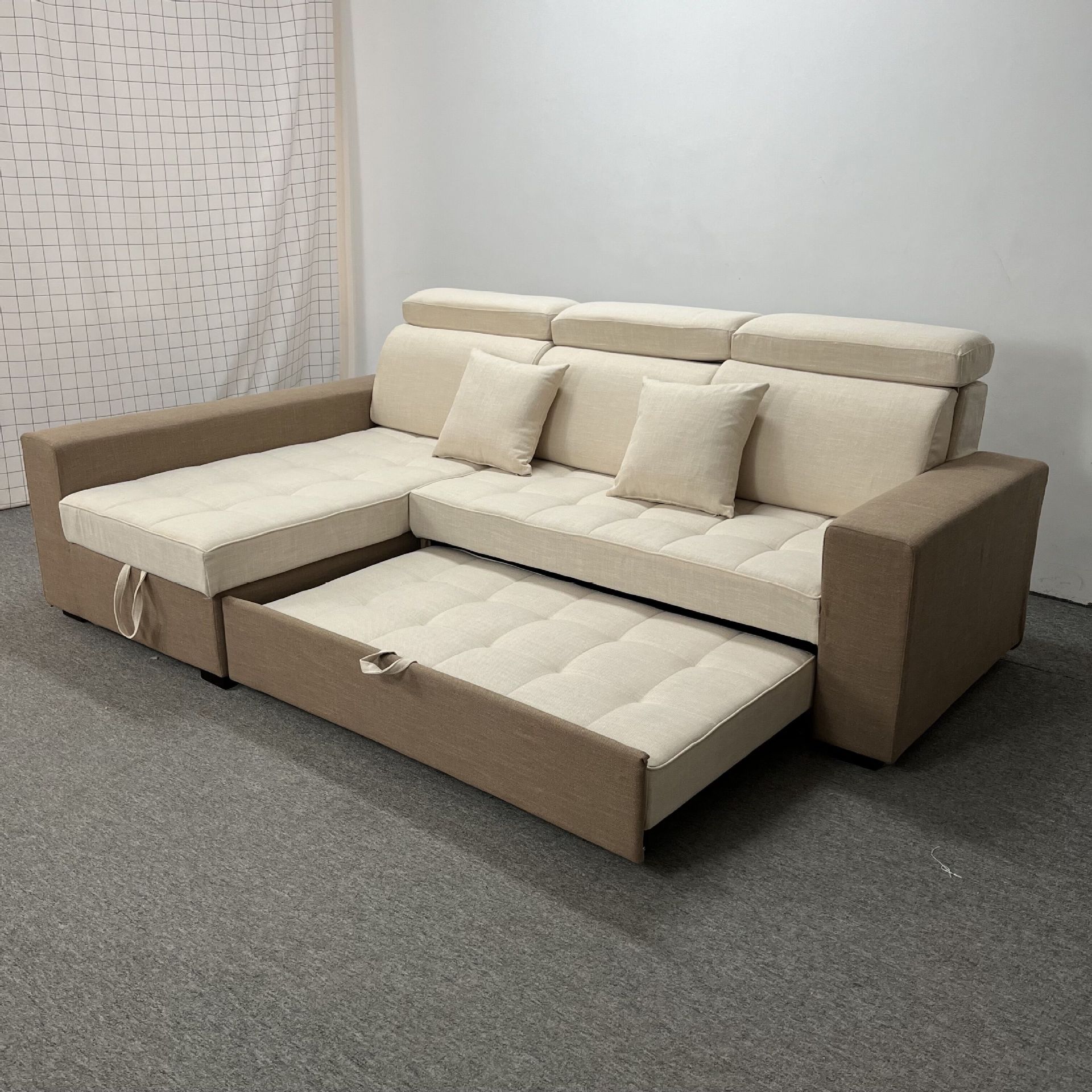 Sofá cama multifuncional de doble propósito sala de estar tamaño pequeño almacenamiento de casa sofá de esquina de tecnología de tela sofá cama plegable