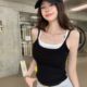 88025# fake two-piece bow hollow back sling fixed cup stitching color slim base vest