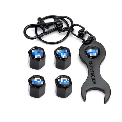 valve, Head Cap Anti-Deflation Silver Wrench - si-lu-4-piece-black-set-wrench-keychain
