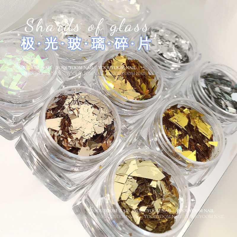 Internet Celebrous Nail Art Jewelry Cellophane Fragments Irregular Laser Paper Aurora Magic Color Mirror Sequins Nail Sticker Decoration Internet Celebrous Nail Art Jewelry Cellophane Fragments Irregular Laser Paper Aurora Magic Color Mirror Sequins Nail Sticker Decoration