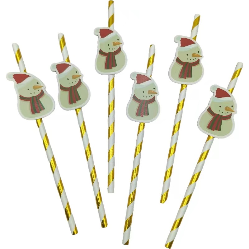 Papá Noel Papá Noel muñeco de nieve fiesta decoración postre pastel cóctel bebida paja image 8