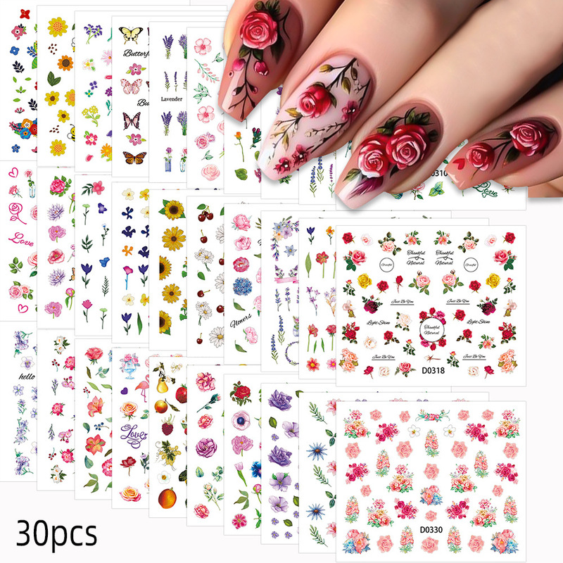 Violet sunflower suit nail art stickers 30 different adhesive small pattern painted flower nail art stickers Violet sunflower suit nail art stickers 30 different adhesive small pattern painted flower nail art stickers