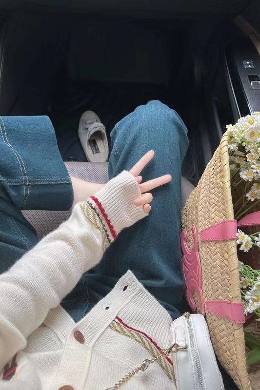 韩系刺绣气质软糯针织开衫毛衣外套女宽松慵懒风高级感小个子上衣|undefined