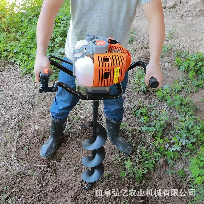 手提式打洞挖坑机 加厚螺旋式打坑机 四冲程施工打桩立柱钻眼机