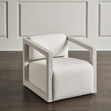 美式简约别墅实木沙发椅北欧小户型阳台休闲椅法式复古单人小椅子