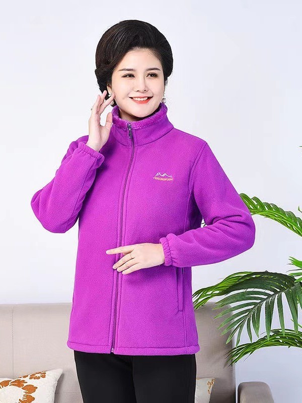 秋冬款妈妈装珊瑚绒摇粒绒外套女抓绒上衣卫衣中老年宽松加厚加肥|undefined
