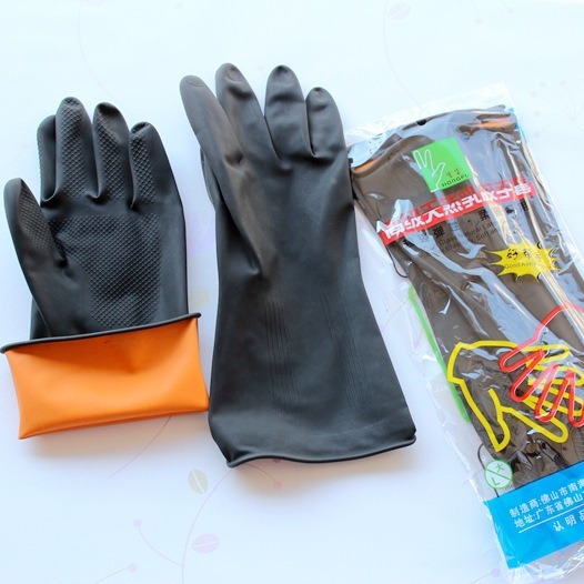 黑色胶手套 工业橡胶手套宏富牌