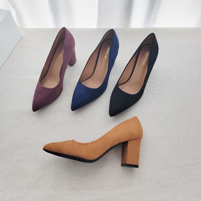 Foreign Trade Cross-Border Women's Shoes with Chunky Heels, 2.5-Inch Heel Height, French-Style Pointed Toe, Elegant Office Work Shoes Foreign Trade Cross-Border Women's Shoes with Chunky Heels, 2.5-Inch Heel Height, French-Style Pointed Toe, Elegant Office Work Shoes