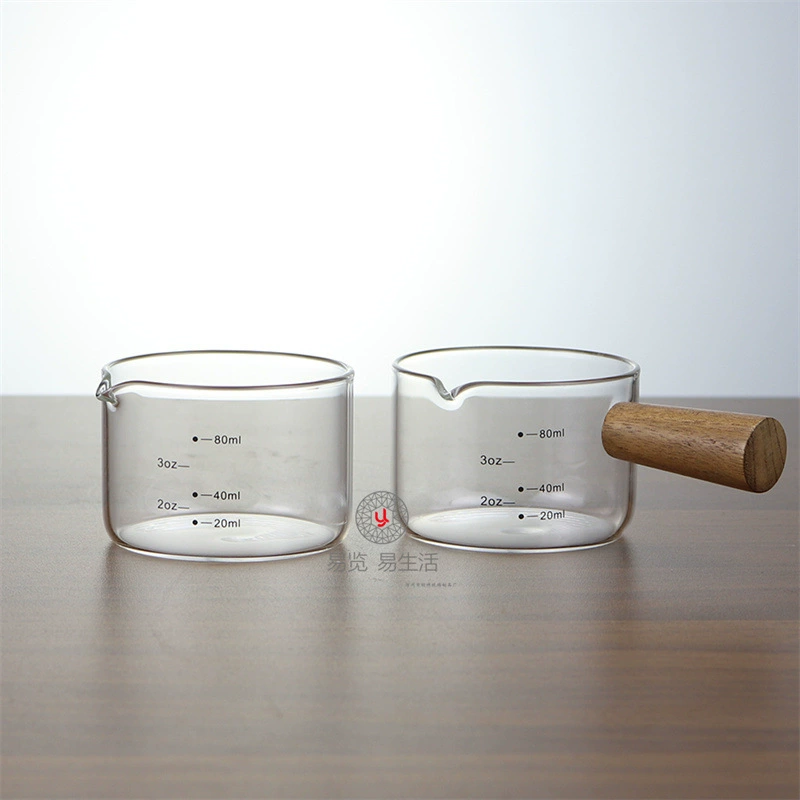 Стеклянная деревянная поводка с шкалой Небольшая чашка для эспрессо-кофе англ.