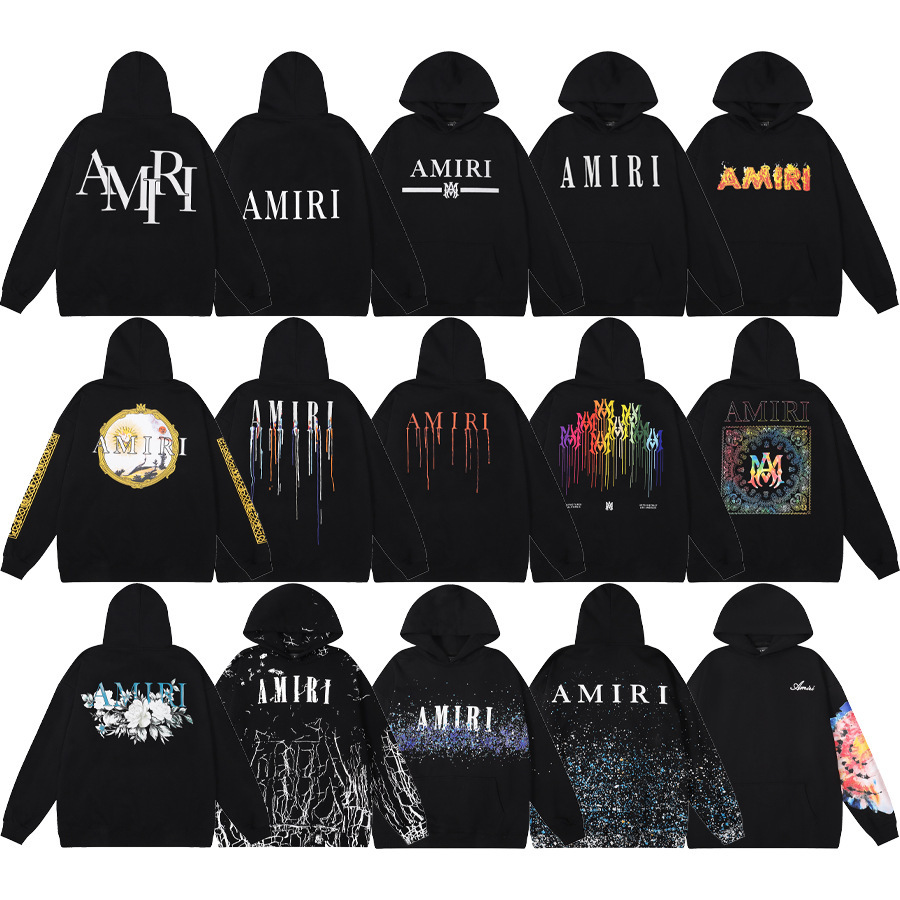 AMIRI 스웨트 셔츠 컬렉션 크로스 보더 아메리칸 트렌디 레터 프린트 긴팔 남성 루즈 캐주얼 후드 스웨트 셔츠