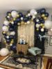 Navy white balloon, metal set, golden children's nail sequins for bride, evening dress