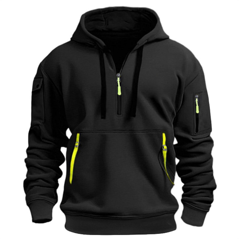 Men's Hoodie, Casual Sport Hoodie, Autumn And Winter Top, Arm Pocket Zipper Hoodie_viptrois.com