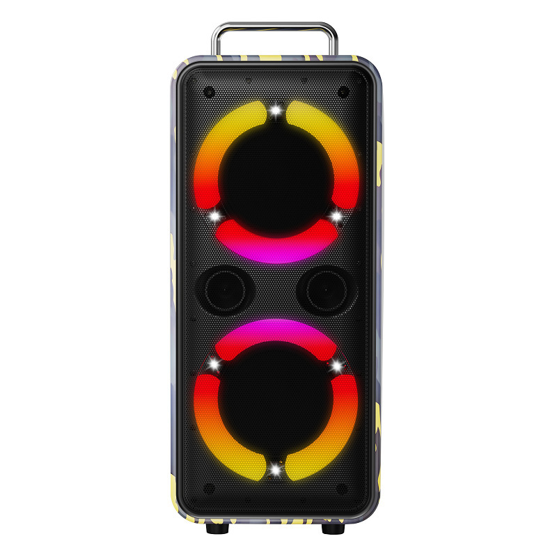 Portable Outdoor Trolley Bluetooth Speaker Party Loudspeaker Subwoofer Wooden Heavy Bass Speaker