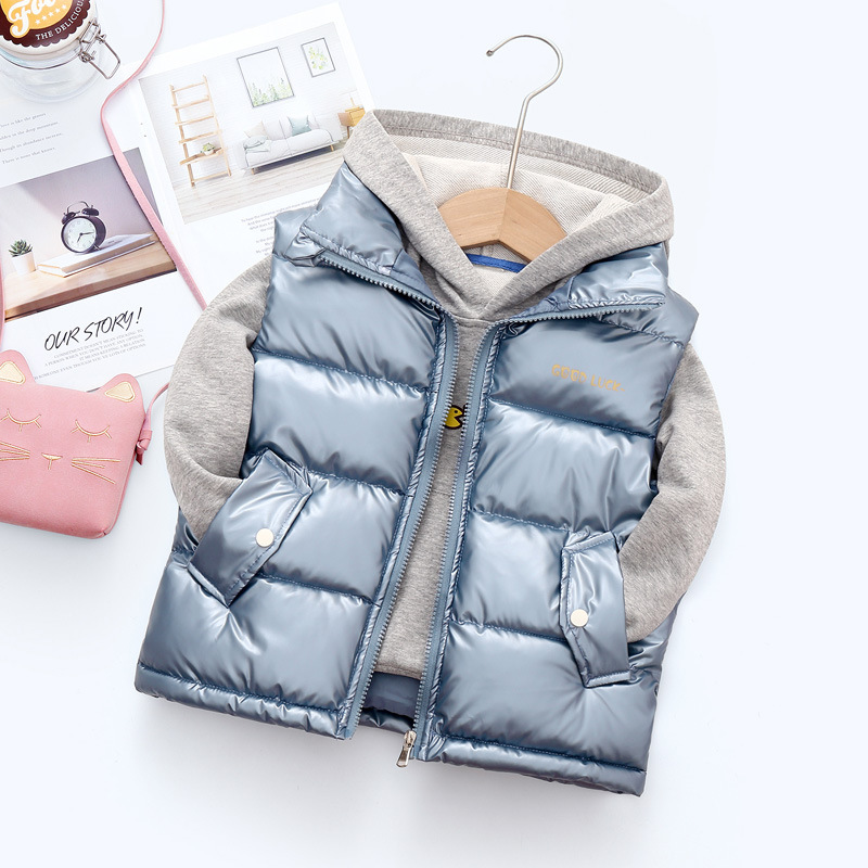 Autumn and Winter New Bright Children's Down Cotton Vest Boys Wearing Vest Women's Small, Medium and Large Children's Waistcoat Live Supply
